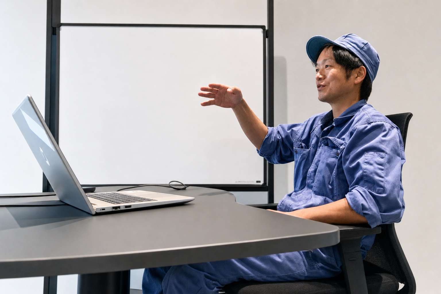 インタビューに答える梶谷技術課長